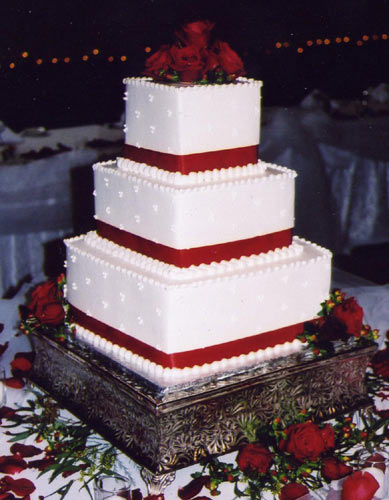 Square Wedding Cakes With Ribbon