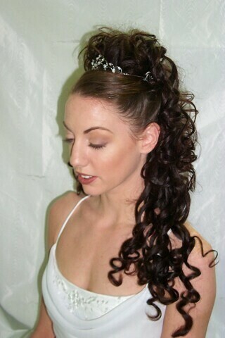 Long Curly Bridal Hairstyles with Stunning Crystal Tiara