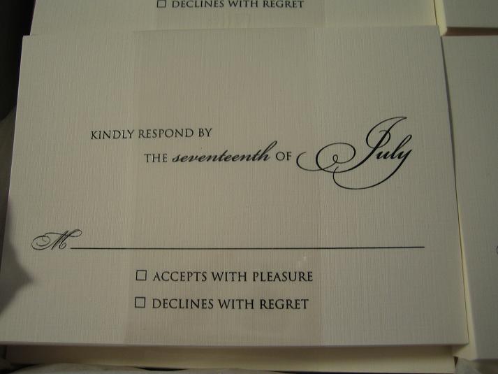 Rsvp Card Wording. Re: Wording of your REPLY card