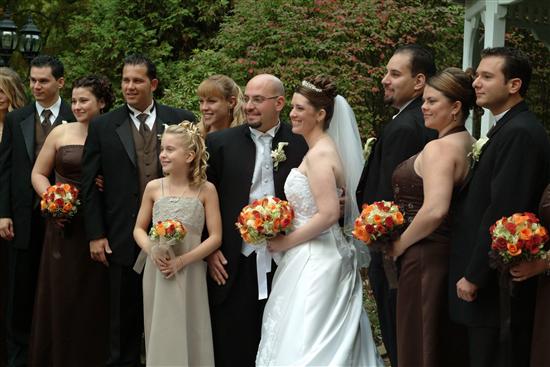Re Dark Brown Dresses and Tux help Here are pics from my wedding