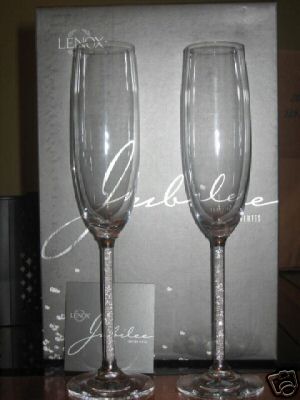 Crystal stem toasting flutes photo 2