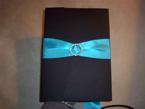 i made my invites which are tiffany blue and black