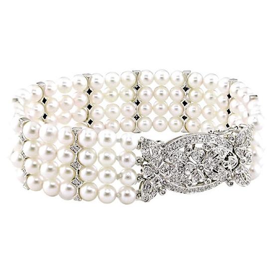 DOJ Wedding Day Gift from DH A Pearl and Diamond Bracelet Overstockcom