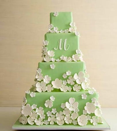 Square Cakespiration wedding cake red green white square 372304