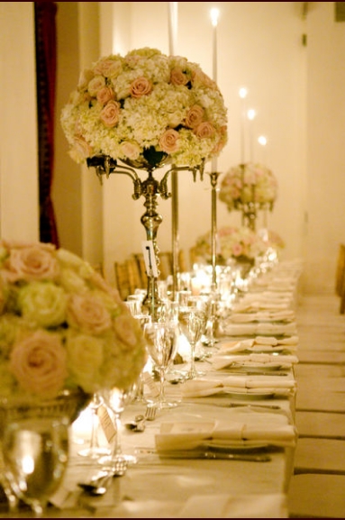 Please share pictures of centerpieces on rectangle tables wedding