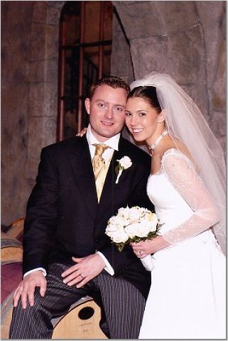 ivory dress with white groom shirt